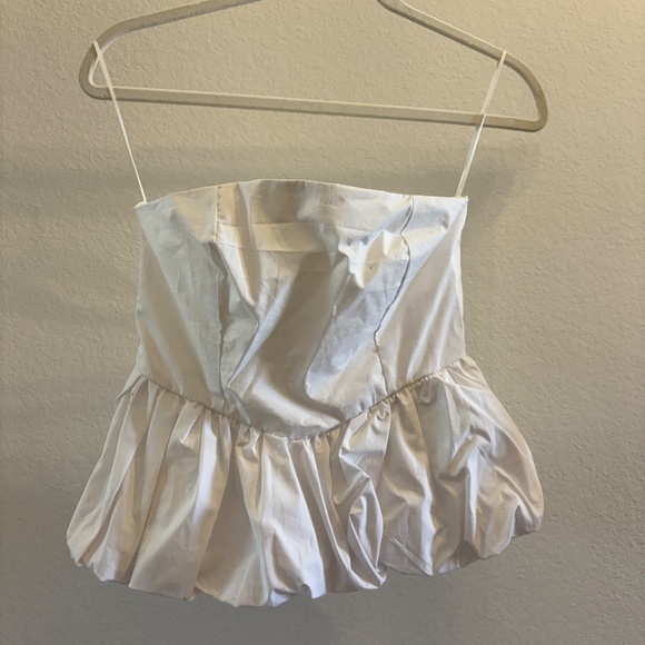 NWT BLENCA Girl-Core, Feminine Peplum Bubble Cropped Strapless Top - Picture 9 of 9